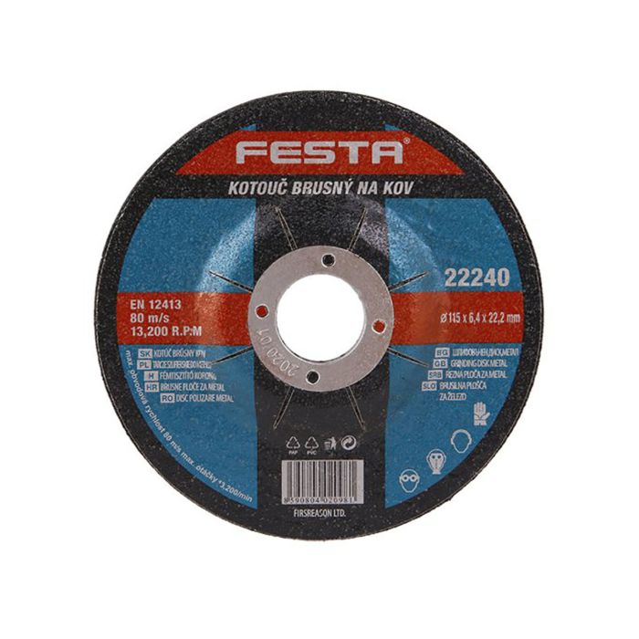 Disc abraziv pentru polizarea metalului 115X6.4x22.2 mm Festa