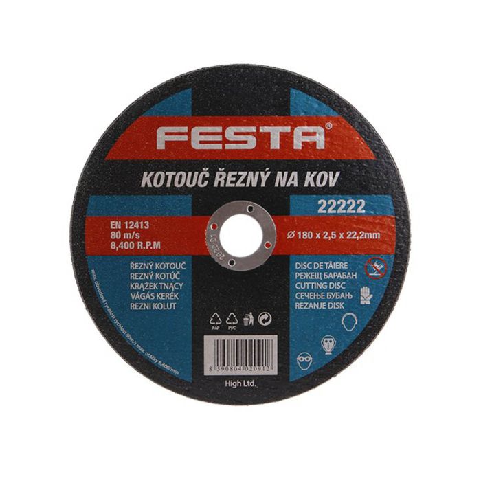 Disc abraziv pentru taierea metalului 180X2.5X22.2 mm  Festa cod 22222