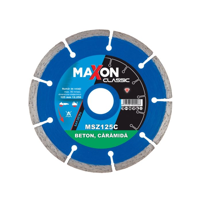 Disc diamantat segmentat 125X1.7X22.2 mm Materiale constructii MAXON SEGMENTAT CLASSIC