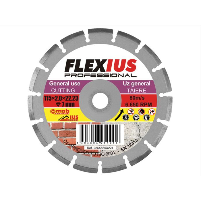 Disc diamantat segmentat 125X2X22,2 mm Materiale constructii MOB