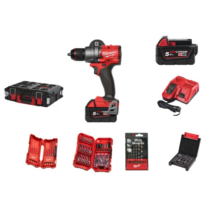 Masina gaurit si insurubat cu 2 acumulatori 18V 5.0Ah si accesorii M18FPD3 Milwaukee