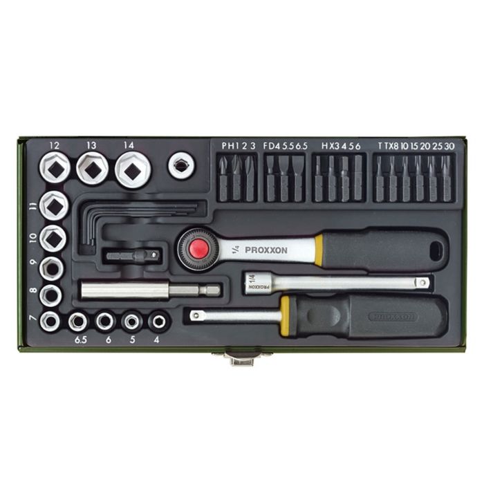 Trusa de biti si chei tubulare 1/4" 39 buc Proxxon 23070